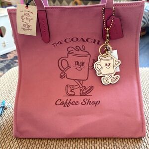 NWT Coach Coffee Shop Pink Tote Bag (coffee charm doesn’t come with tote)
